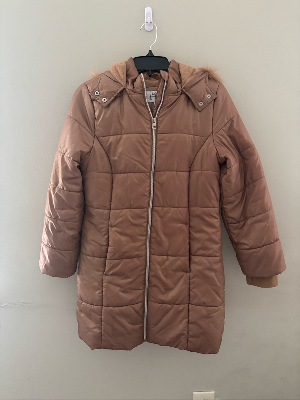 Calvin Klein Jeans Women’s Quilted Puffer Coat in Light Brown L